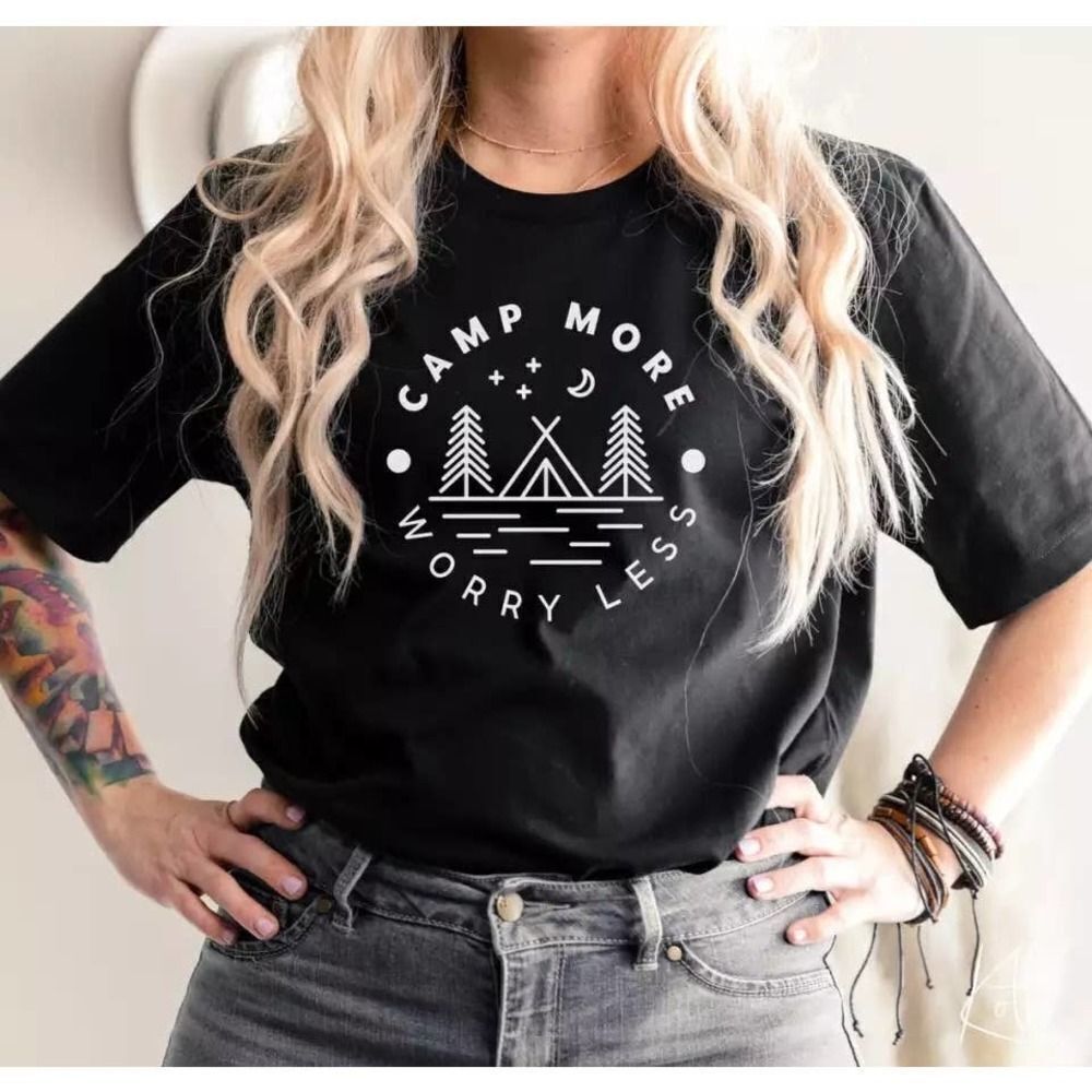 Camp More Worry Less Soft Graphic Tee Shirt